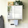 Modern 2-Door Wall Mounted Bathroom Medicine Cabinet with Mirror and Towel Bar