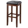 Set of 2 Vintage Mahogany Stools with Black Upholstered Seat