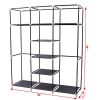 Steel Frame Black Fabric Portable Wardrobe Clothes Closet with Storage Shelves