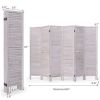 6-Panel Classic Louver Slatted Room Divider Screen in White Wood Finish