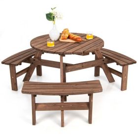 Solid Cedar Wood Outdoor Picnic Table with 3 Benches Patio Garden Dining Set