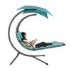 Teal Single Person Sturdy Modern Chaise Lounger Hammock Chair Porch Swing