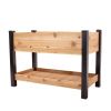 2-Ft x 4-Ft Cedar Wood Raised Garden Bed Planter Bed with Black Vinyl Legs