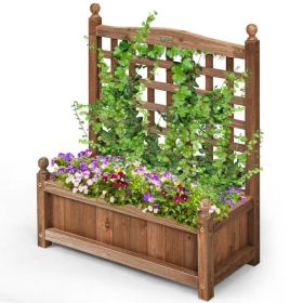 Natural Fir Wood Outdoor Garden Planter Box with 30-inch High Trellis