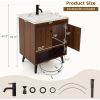 Mid-Century Modern Bathroom Vanity in Walnut Wood Finish with Sink