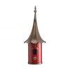 Red Metal Birdhouse with Copper Bronze Finish Gramophone Roof