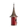 Red Metal Birdhouse with Copper Bronze Finish Gramophone Roof