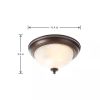 Round 11-inch Bronze Finish Ceiling Light with Frosted Glass Shade - Flush Mount