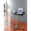 Adjustable Laptop Computer Cart Desk Stand in Graphite Wood Grain