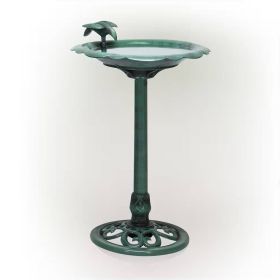 Outdoor Polypropylene Weather Resistant Bird Bath in Dark Green Finish