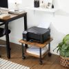 Industrial Black Metal Rustic Wood Printer Stand Cart with Bottom Paper Shelf