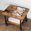 Industrial Black Metal Rustic Wood Printer Stand Cart with Bottom Paper Shelf