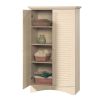 Antique White Finish Wardrobe Armoire Storage Cabinet with Louver Doors