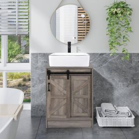 Modern Farmhouse Bathroom Vanity in Rustic Wood Finish with Brown Glass Sink