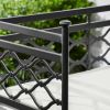 Outdoor Patio Black Metal Garden Bench with White Natural Seat Cushion