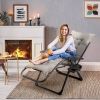 Grey Folding Zero Gravity Chair Recliner with Removable Cushion