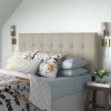 Twin Button-Tufted Headboard in Light Grey Taupe Beige Upholstered Fabric