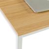 Modern Home Office Desk with White Metal Frame and Wood Table Top