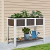 White Wooden 2 Level Elevated Raised Garden Planter Bed