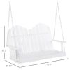 White Solid Wood 2-Seater Hanging Patio Porch Swing