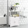 White Bathroom Floor Cabinet with Storage Drawer 2 Open Shelves