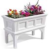 White Rectangular Raised Garden Bed Planter Box with Removeable Trays