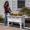 White Rectangular Raised Garden Bed Planter Box with Removeable Trays