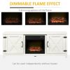 Rustic White Electric Fireplace Mantel Storage TV Stand Fits Up To 60 Inches w/ Remote Control