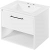 Modern Wall Mounted Bathroom Vanity in White Wood Finish with Ceramic Sink