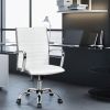 White Faux Leather High Back Modern Classic Office Chair with Armrests