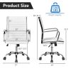 White Faux Leather High Back Modern Classic Office Chair with Armrests