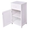 White Wood Bathroom Storage Floor Cabinet with Water Resistant Finish