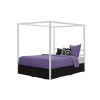 Queen size Modern White Metal Canopy Bed - No Box-Springs Required