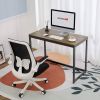 Modern Home Office Laptop Computer Desk Table with Black Metal Frame Wood Top