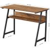 39-inch Home Office Laptop Computer Desk Table Black Metal Wood Top with Shelf