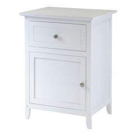 White 1-Drawer Bedroom Bedside Table Cabinet Nightstand End Table