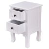 White Wooden 2-Drawer Accent End Table Nightstand