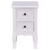 White Wooden 2-Drawer Accent End Table Nightstand