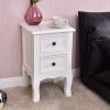 White Wooden 2-Drawer Accent End Table Nightstand