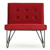 Red Velvety Soft Upholstered Polyester Accent Chair Black Metal Legs