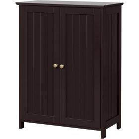 Brown Wood 2-Door Freestanding Bathroom Floor Cabinet Kitchen Storage Cupboard