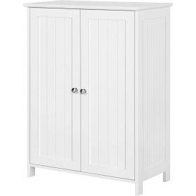 White Wood 2-Door Freestanding Bathroom Floor Cabinet Kitchen Storage Cupboard