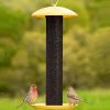 Durable Metal Mesh Tube Hanging Bird Feeder with Yellow Top and Perch