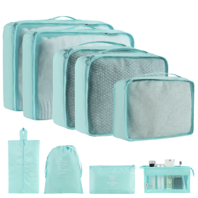 Home Fashion Simple Solid Color Storage Bag (Option: Lake Blue-9Set)